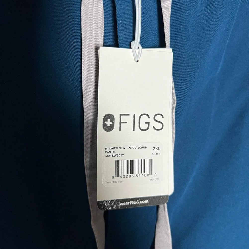 FIGS Cairo Slim Cargo‎ Scrub Pants Mens 2XL Blue Teal Medical Doctor Nurse